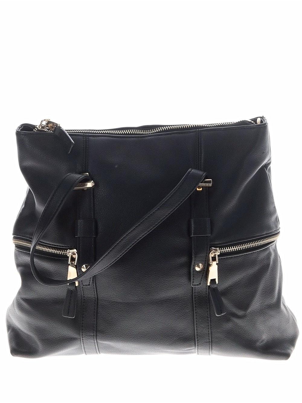 INC International Concepts Black Faux Leather Convertible Backpack Purse Medium